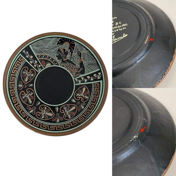 Vintage Black Miniature Greek Mythology Ceramic Collectible Plate Made in Greece - Picture 1 of 14